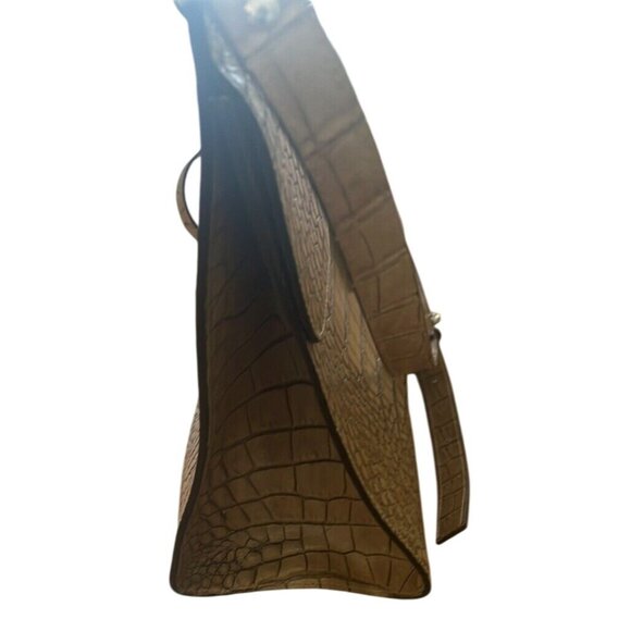 Crocodile embossed leather satchel purse made in Italy adjustable strap no brand - Picture 4 of 11